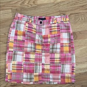 Tommy Hilfiger Pink and Yellow Plaid Pencil Skirt
